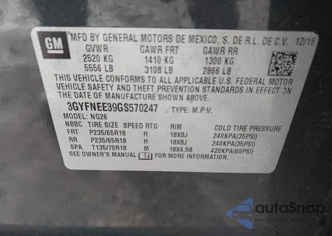 2016 Cadillac Srx Luxury Collection z USA, uszkodzony, nr VIN 3GYFNEE39GS570247